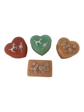 Vintage Design Gifts International Soapstone Hearts Trinket Boxes Bundle Unicorn